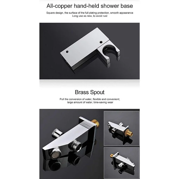 17"x28" Luxurious recessed waterfall & rainfall LED shower system – 7 knob - Image 8