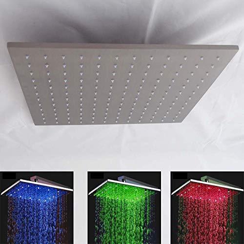20" Cascada Tuscany Rainfall LED Luxury Shower System, Brushed Nickel Finish - Image 3