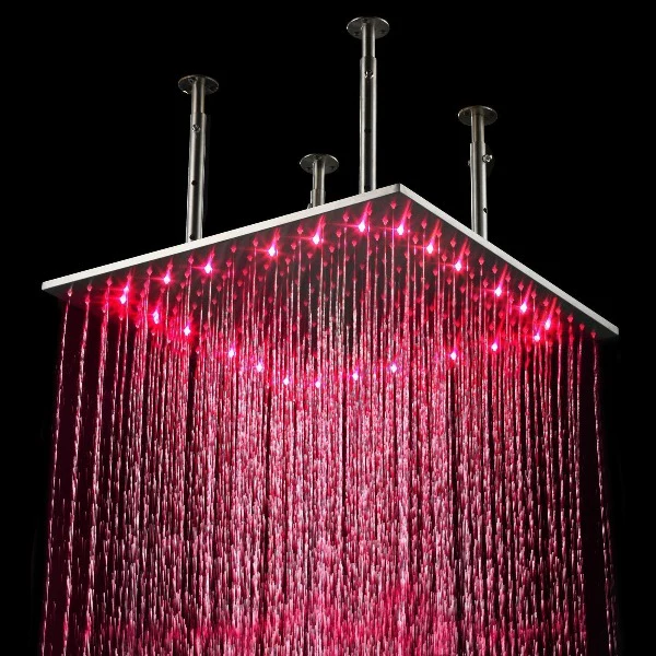 20" Cascada Tuscany Rainfall LED Luxury Shower System, Brushed Nickel Finish - Image 4