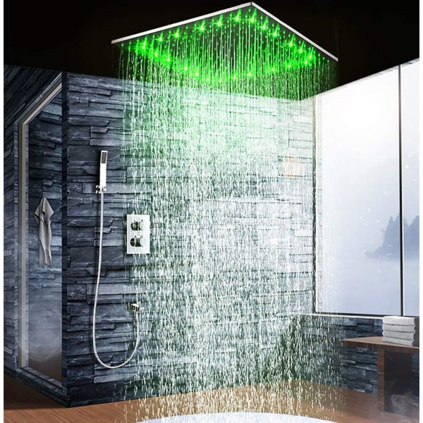 20" Ceiling Mounted Thermostatic Shower System LED Rainfall - Image 2