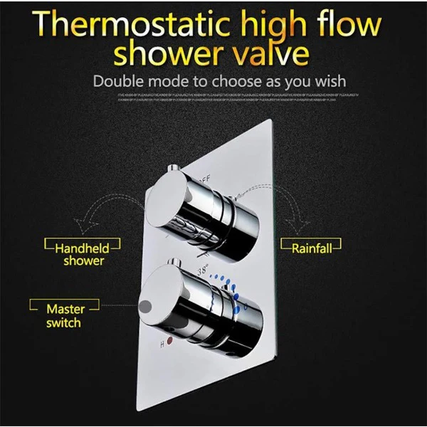 20" Ceiling Mounted Thermostatic Shower System LED Rainfall - Image 4