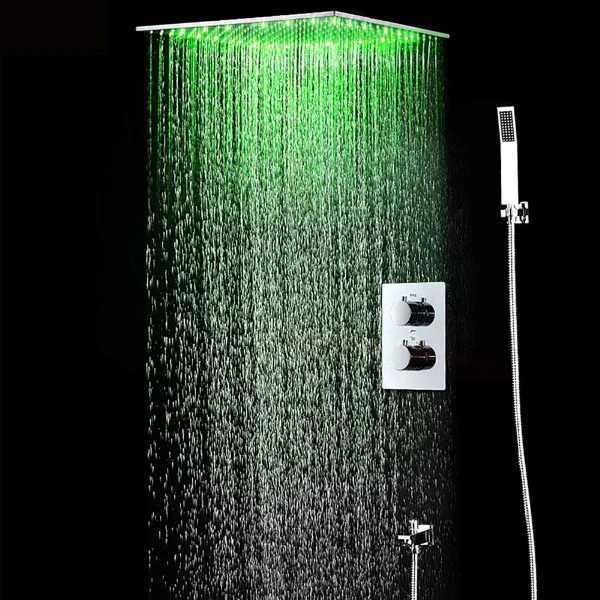 20" Ceiling Mounted Thermostatic Shower System LED Rainfall - Image 5