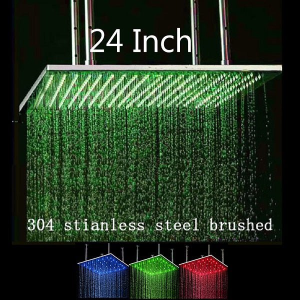 Cascada Square Ceiling Mount Rainfall LED Shower Head (Include Shower Arm) - Image 12