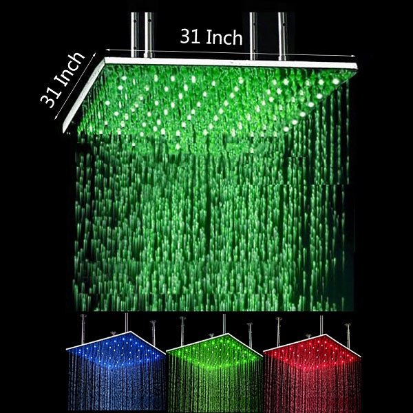 Cascada Square Ceiling Mount Rainfall LED Shower Head (Include Shower Arm) - Image 13