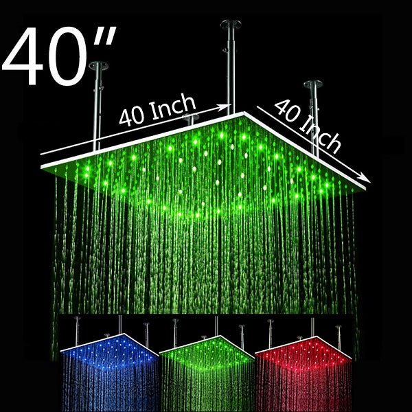 Cascada Square Ceiling Mount Rainfall LED Shower Head (Include Shower Arm) - Image 14