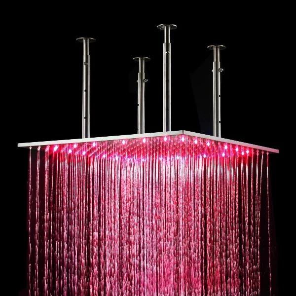 Cascada Square Ceiling Mount Rainfall LED Shower Head (Include Shower Arm) - Image 3
