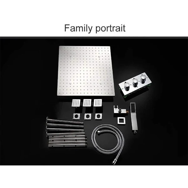 20" Square LED Ceiling Mounted Thermostatic Shower System - Image 10