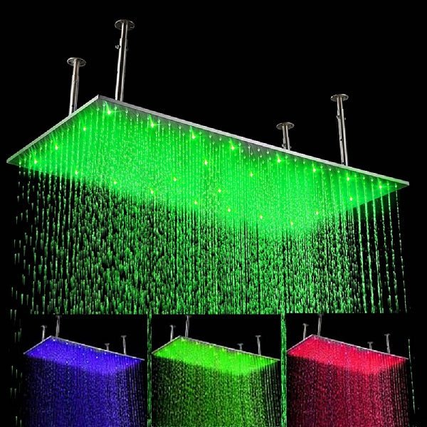 20"x40" Ceiling Mount Rainfall LED Shower Head, include Shower Arm - Image 10