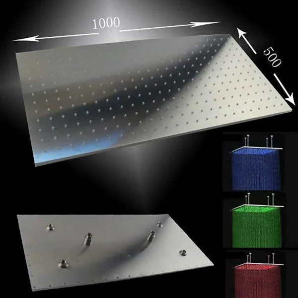 20"x40" Ceiling Mount Rainfall LED Shower Head, include Shower Arm - Image 14