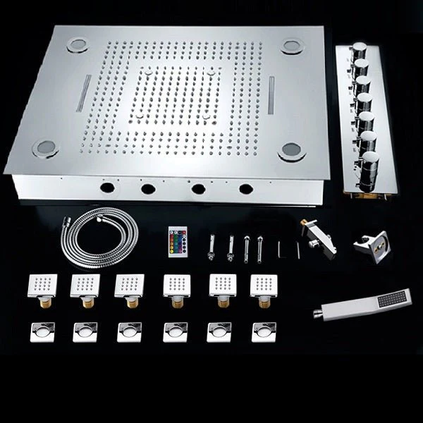 23"x31" Luxurious Classic Design recessed waterfall & rainfall LED shower system – 7 mode - Image 4