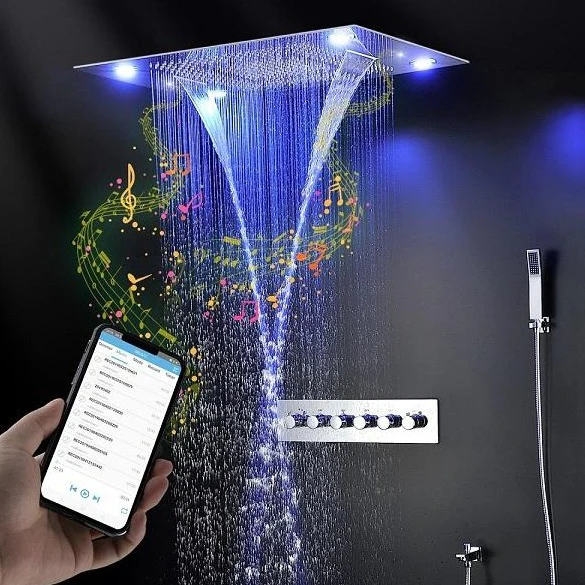 23"x31" Luxurious Classic Design recessed LED shower system built in Bluetooth speaker