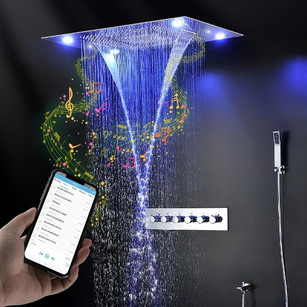 23"x31" Luxurious Classic Design recessed LED shower system built in Bluetooth speaker - Image 9
