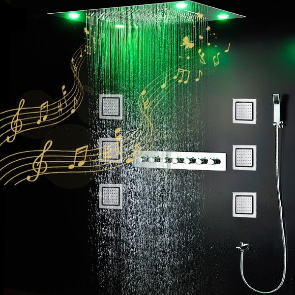23"x31" Luxurious Classic Design recessed LED shower system built in Bluetooth speakers