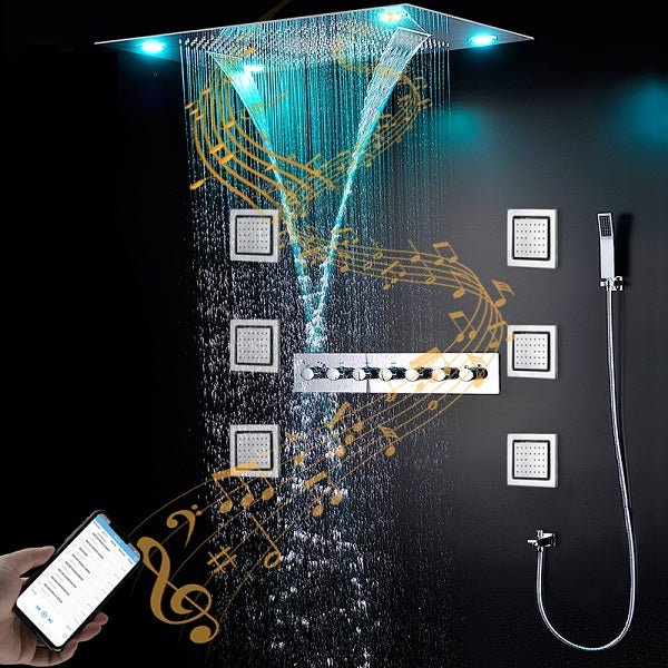 23"x31" Luxurious Classic Design recessed LED shower system built in Bluetooth speakers - Image 10