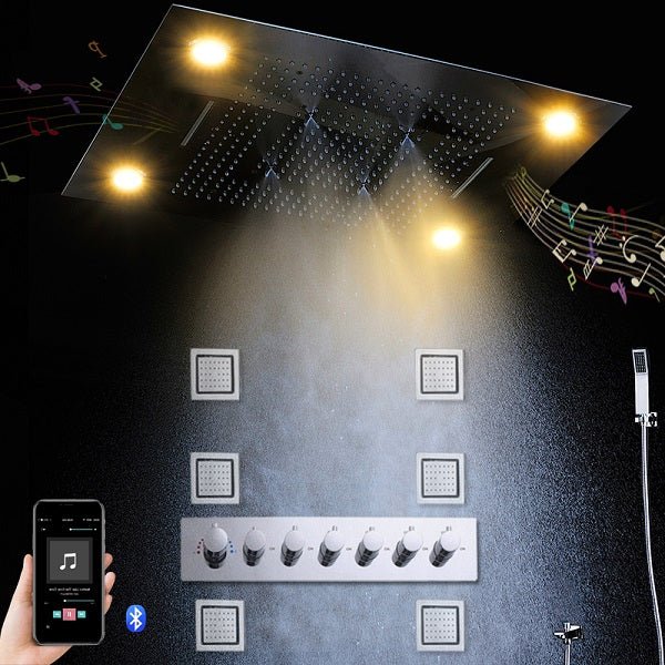 23"x31" Luxurious Classic Design recessed LED shower system built in Bluetooth speakers - Image 12