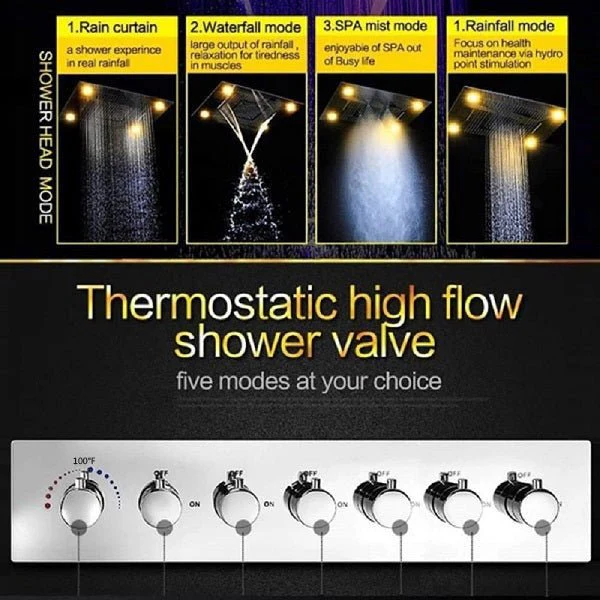 23"x31" Luxurious Classic Design recessed LED shower system built in Bluetooth speakers - Image 6
