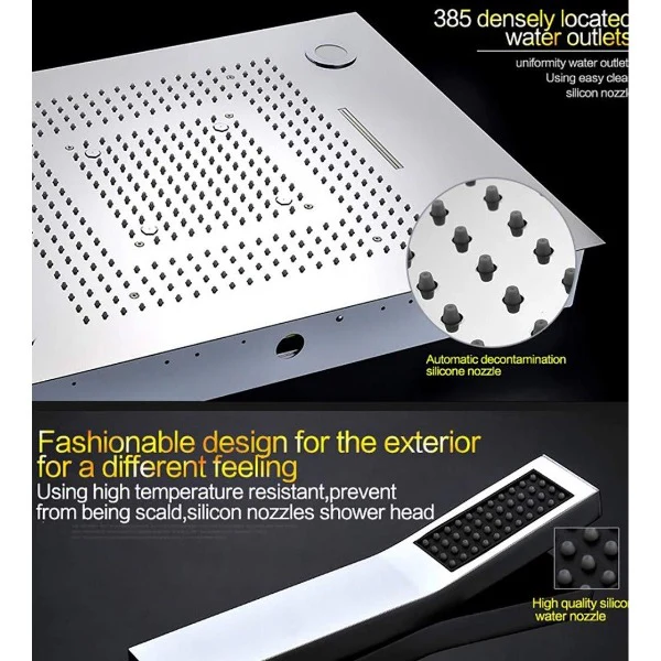 23"x31" Luxurious Classic Design Recessed Waterfall & LED Rain Shower System – 6 mode - Image 3
