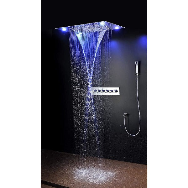 23"x31" Luxurious Classic Design Recessed Waterfall & LED Rain Shower System – 6 mode - Image 8