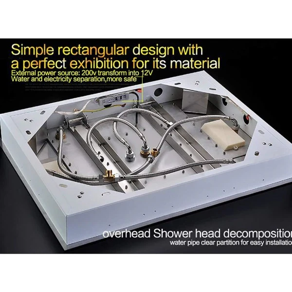 23"x31" Luxurious Classic Design Recessed Waterfall & LED Rain Shower System – 6 mode - Image 9