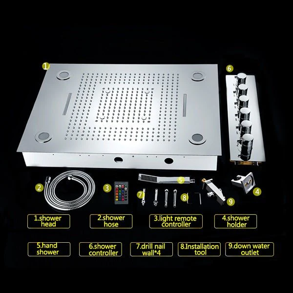 23"x31" Luxurious Classic Design Recessed LED Waterfall & Rain Shower System – 6 mode - Image 4