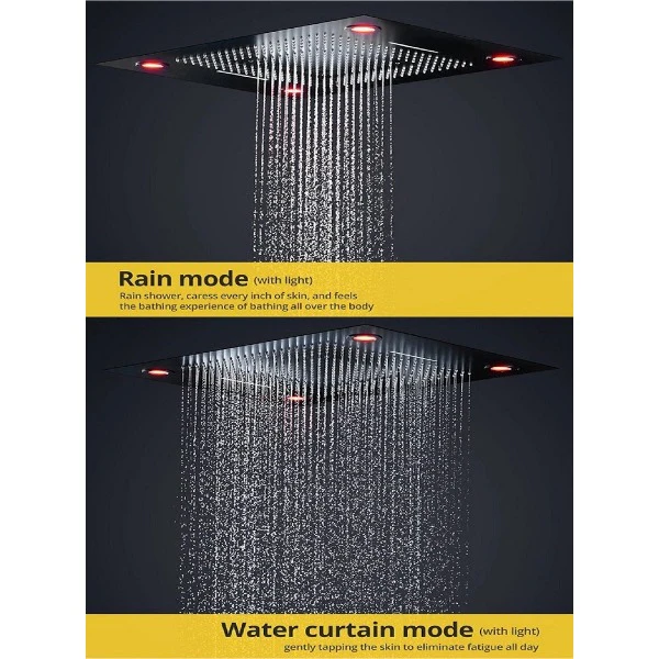 23"x31" Luxurious recessed rain & waterfall LED shower system – 5 mode - Image 14