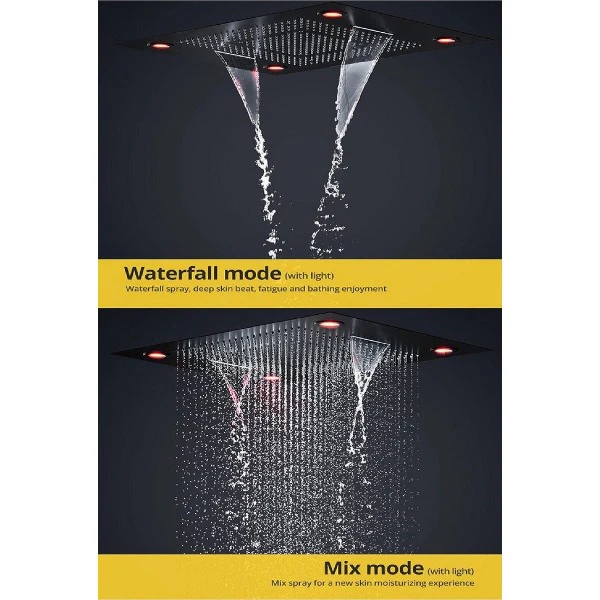 23"x31" Luxurious recessed rain & waterfall LED shower system – 5 mode - Image 15