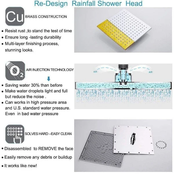 24" Rainfall LED Shower Set Double-Function Valve - Image 7