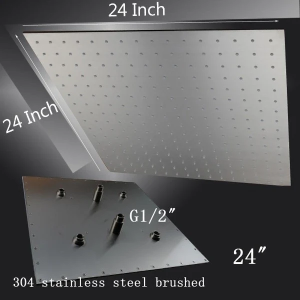 24" Square Ceiling Mount Rainfall LED Shower Head - Image 3