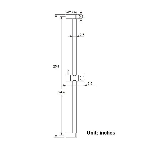 25" Shower Sliding Bar with Adjustable Hand Shower Holder - Round Shape - Image 3