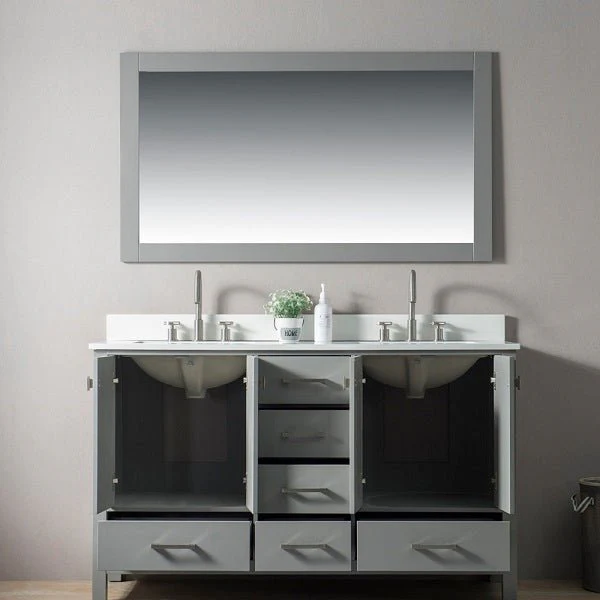 60" Freestanding Vanity with Double Sink & Marble Top by Cascada Showers - Image 3