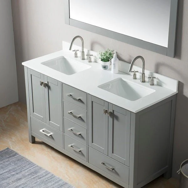 60" Freestanding Vanity with Double Sink & Marble Top by Cascada Showers - Image 5