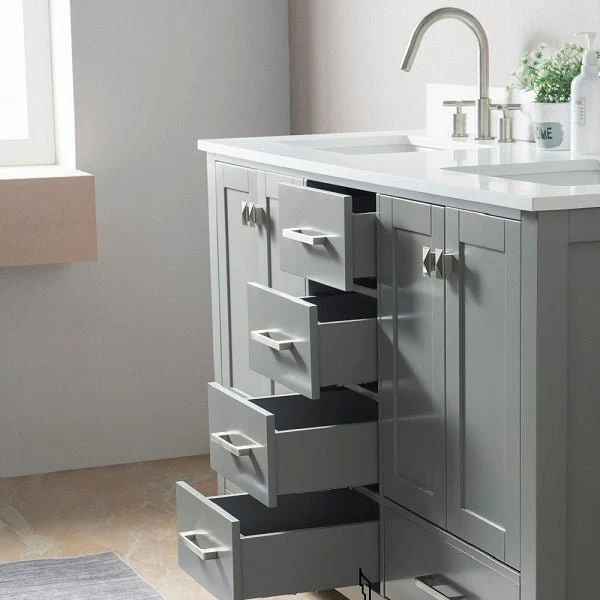 60" Freestanding Vanity with Double Sink & Marble Top by Cascada Showers - Image 6