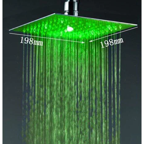 8" Square Rainfall LED Shower Head, include Shower Arm - Image 2