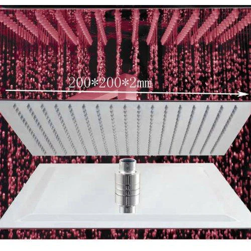 8" Square Rainfall LED Shower Head, include Shower Arm - Image 4
