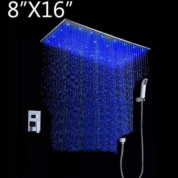 8"x16" Rainfall LED Shower Set Double-Function Valve