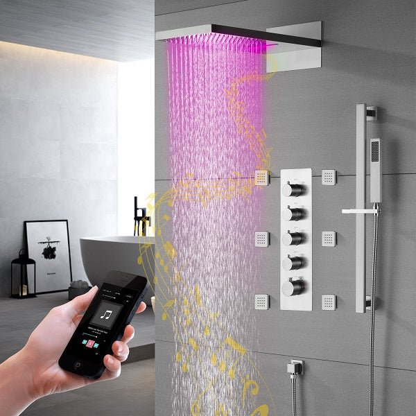 9"x22” Capri Music LED shower system