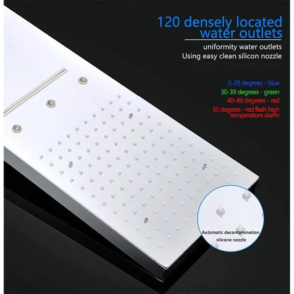 9"x22" Thermostatic Shower System With Automated LED Color Change - Image 2