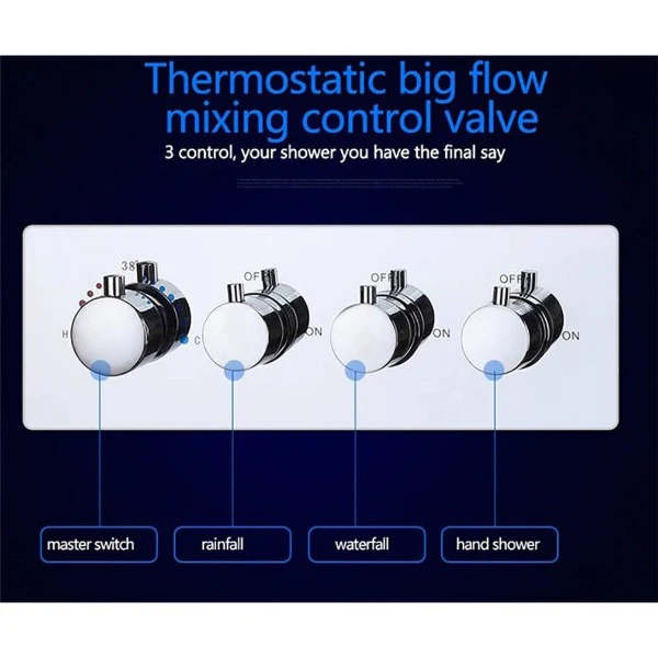 9"x22" Thermostatic Shower System With Automated LED Color Change - Image 7