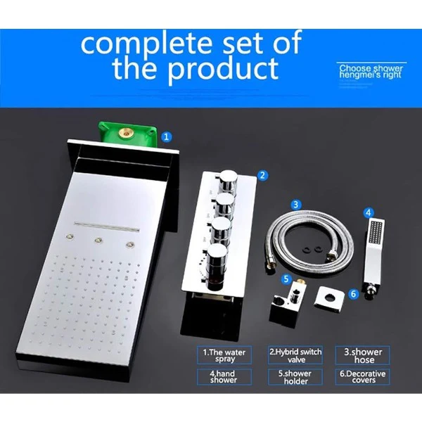 9"x22" Thermostatic Shower System With Automated LED Color Change - Image 8