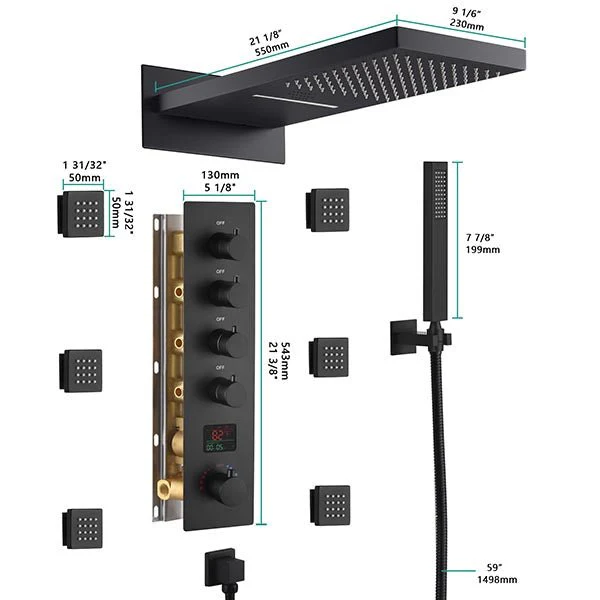 9"x22" Bologna LED Music Shower System By Cascada Showers - Image 7