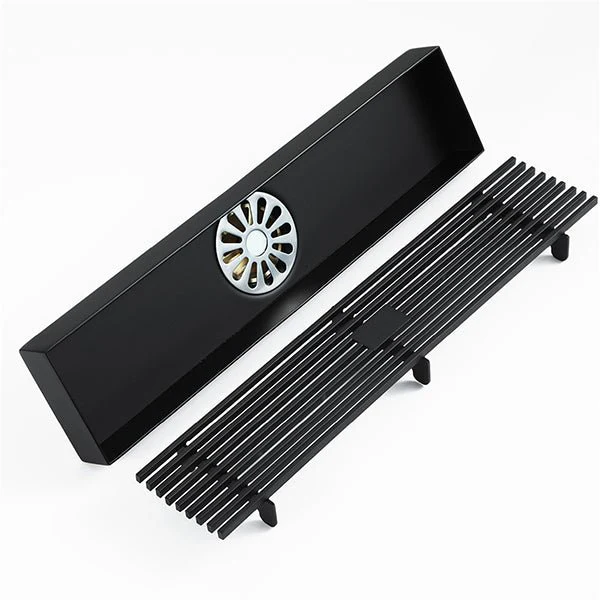 Cascada 12" Linear Drain Stainless Steel Floor Drain Rectangular Shower Drain - Matt Black - Image 5
