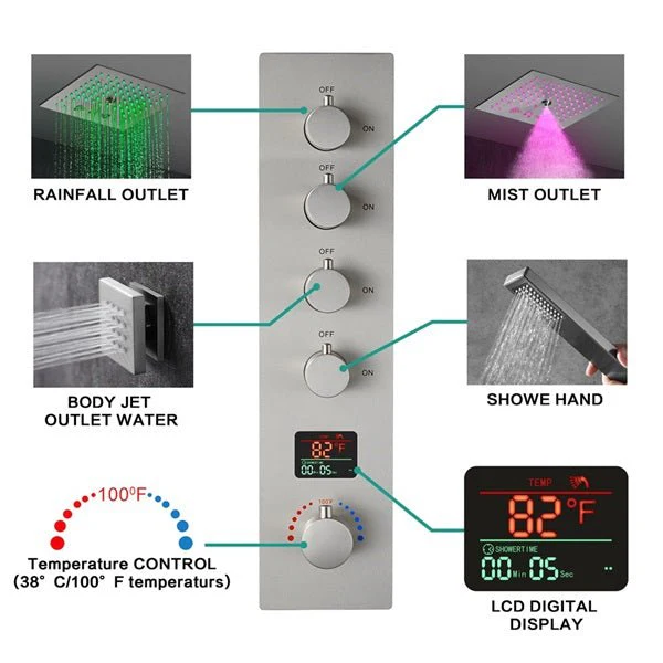 Cascada 12" Turin Digital LED Music Shower System - Image 4