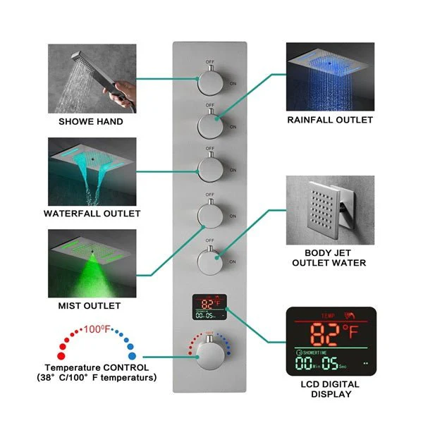 Cascada 15"x23" Palermo Digital LED Music Shower System - Image 3