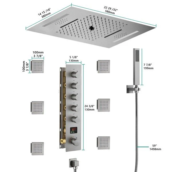 Cascada 15"x23" Palermo Digital LED Music Shower System - Image 5