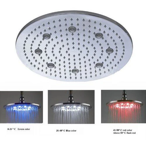 16" Stainless Steel Ceiling Mount Round Rainfall LED Shower Head - Image 3
