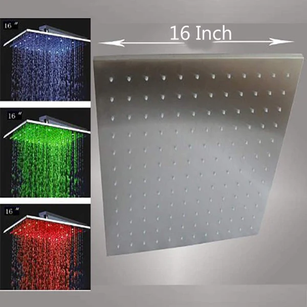 16" Square Rainfall LED Shower Head - Image 8