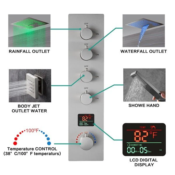 Cascada 16" Siena Digital Rainfall LED Shower System - Image 3