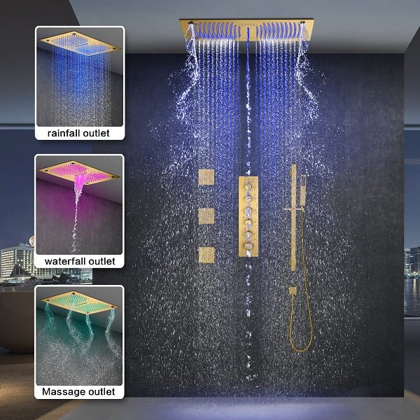 Cascada Luxury Laguna 16"x28" LED Shower System with Built-In Bluetooth Speakers & Music Integration - Image 2