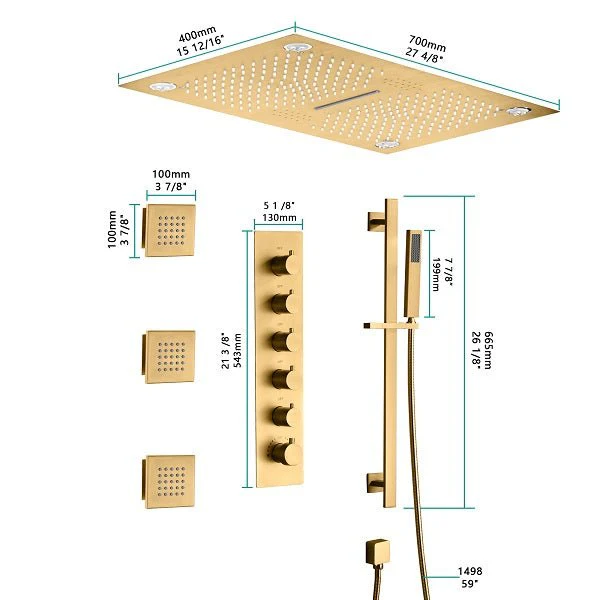 Cascada Luxury Laguna 16"x28" LED Shower System with Built-In Bluetooth Speakers & Music Integration - Image 7