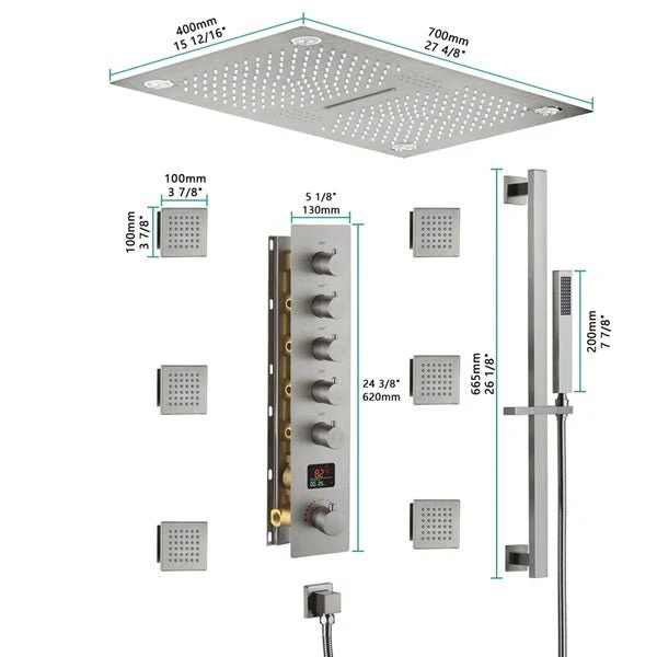 Cascada 16"x28" Sorrento Digital Rainfall LED music Shower System - Image 5
